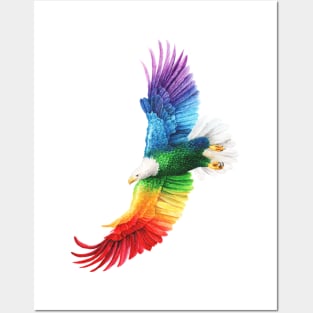 Eagle Rainbow Flying Posters and Art